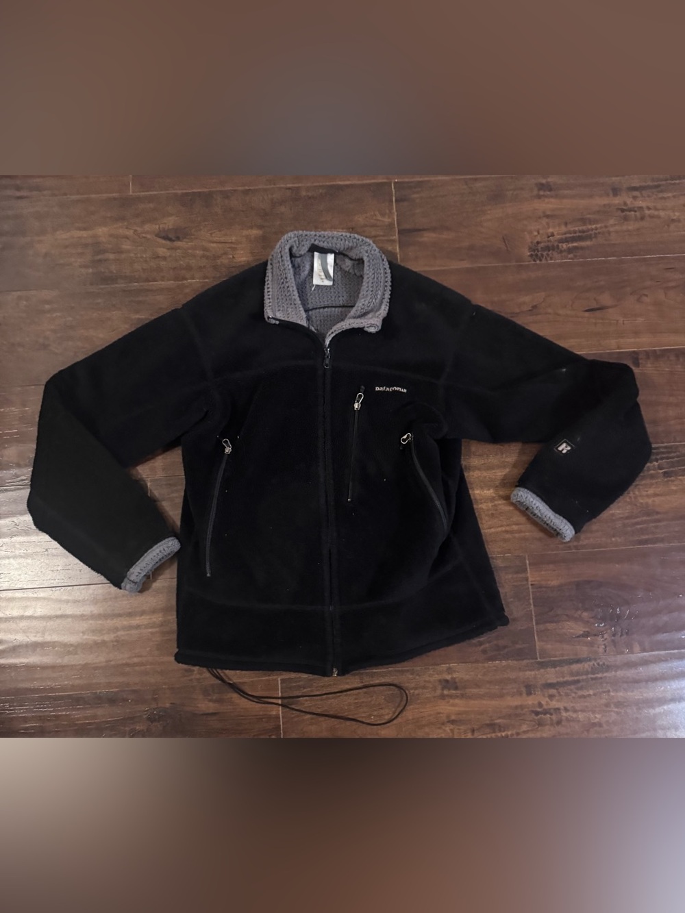 Patagonia Vintage Men’s Black Full Zip Fleece Jacket Stand-Up Collar Medium